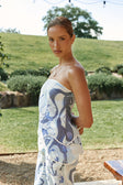Blue Bouquet Blu Print Strapless Brooklyn Top