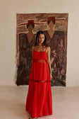 Red Polka Dot Panel Maxi Tassia Dress