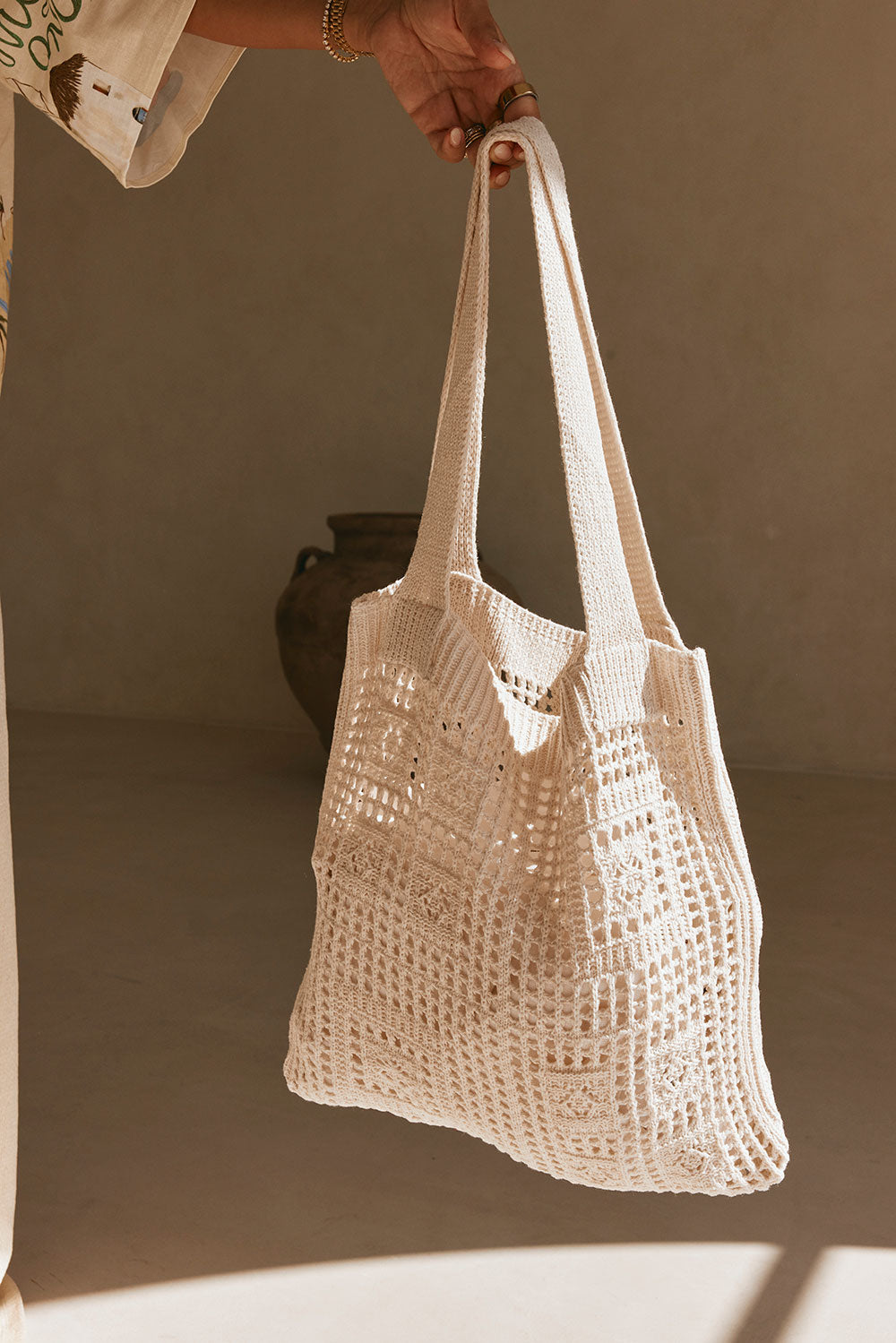 Sia Crochet Tote Bag - White