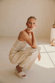Jaicee High Waisted Tie Pants - Cream