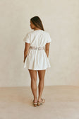 White Flouncy Short Sleeve Mini Alessandra Dress