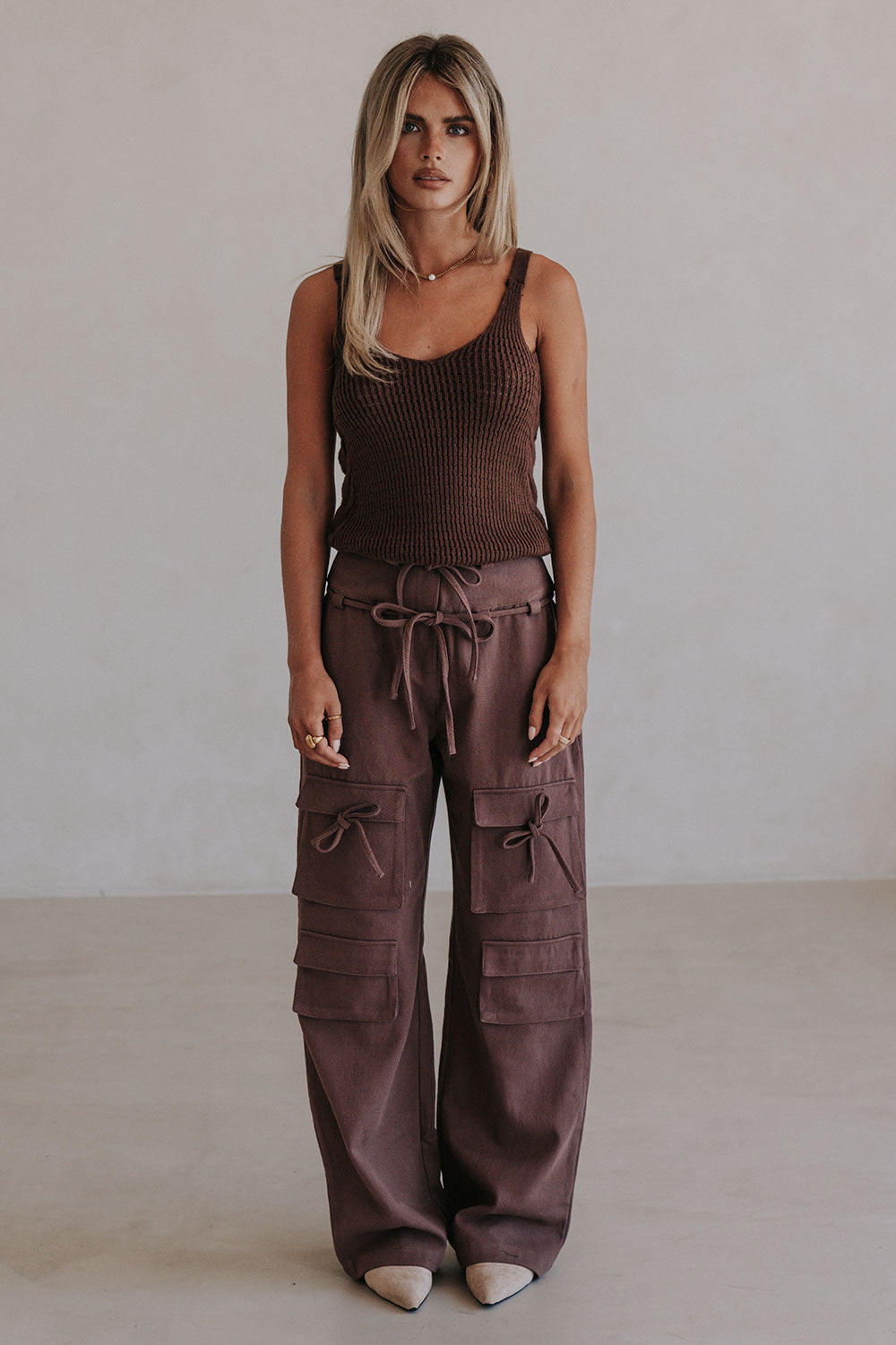 Chocolate Brown Pocket Cargo Jaicee Pants