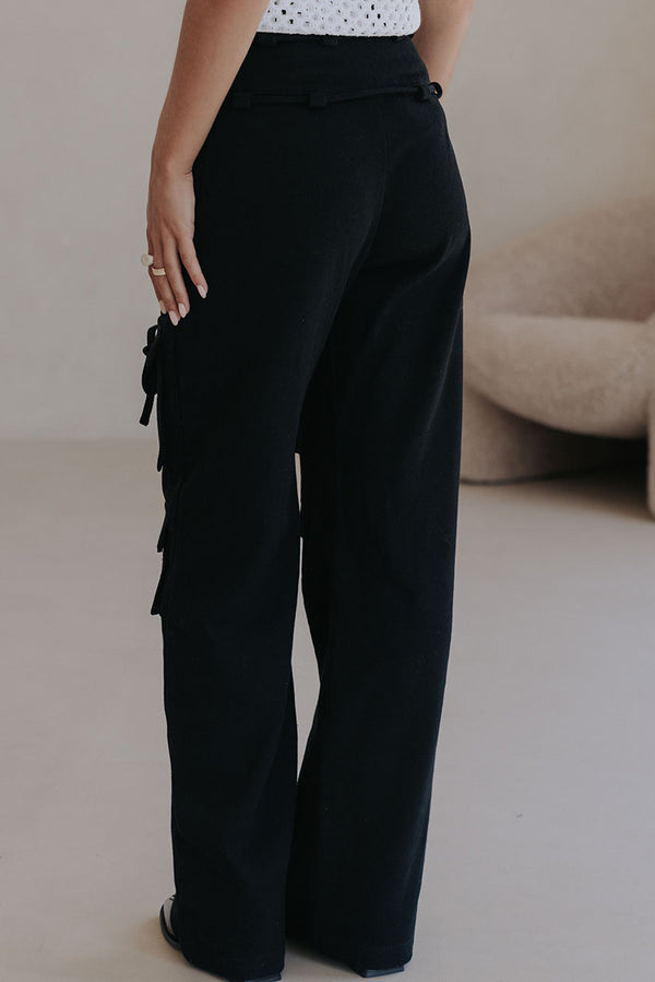 Black Tie Pocket Cargo Jaicee Pants