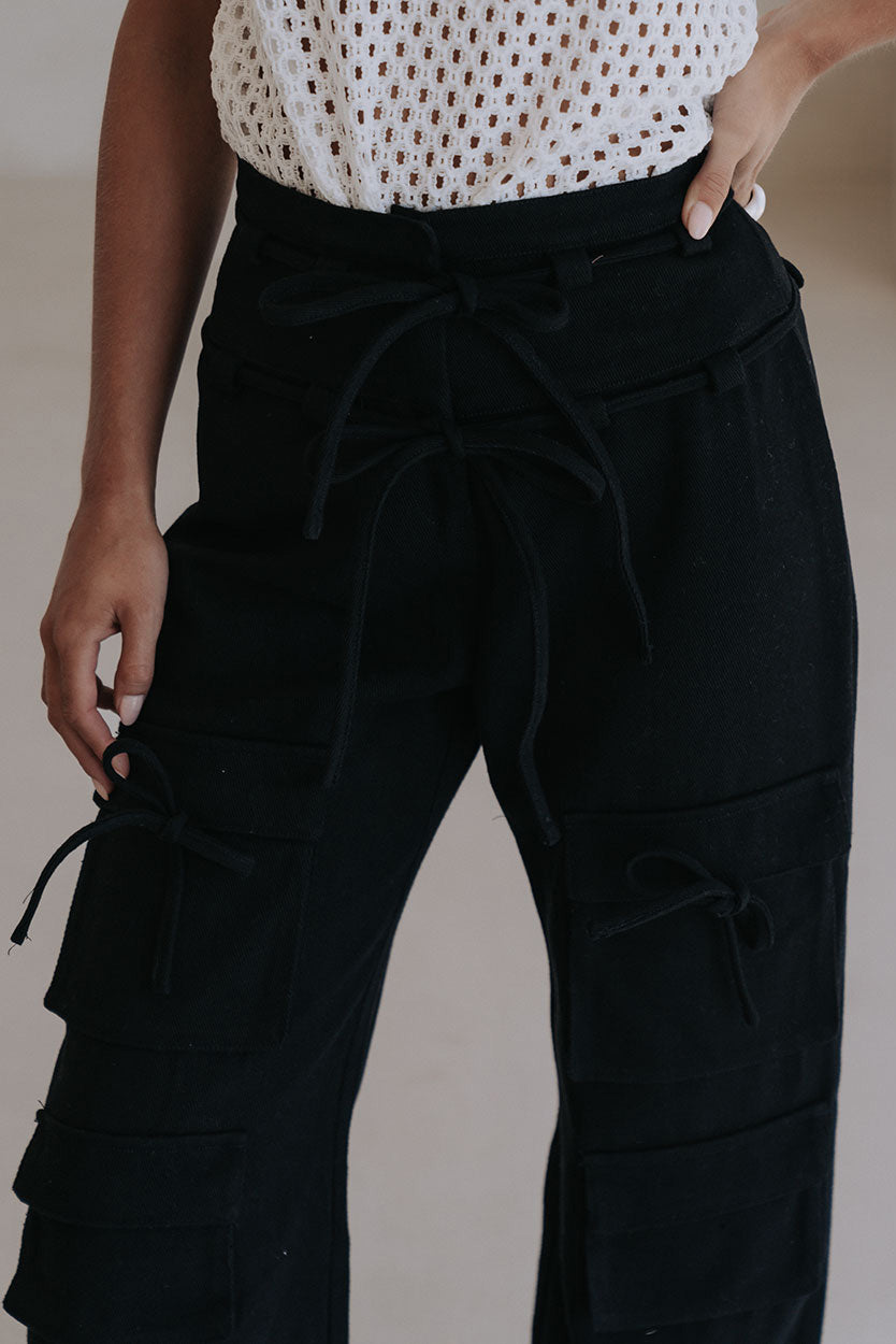 Black Tie Pocket Cargo Jaicee Pants