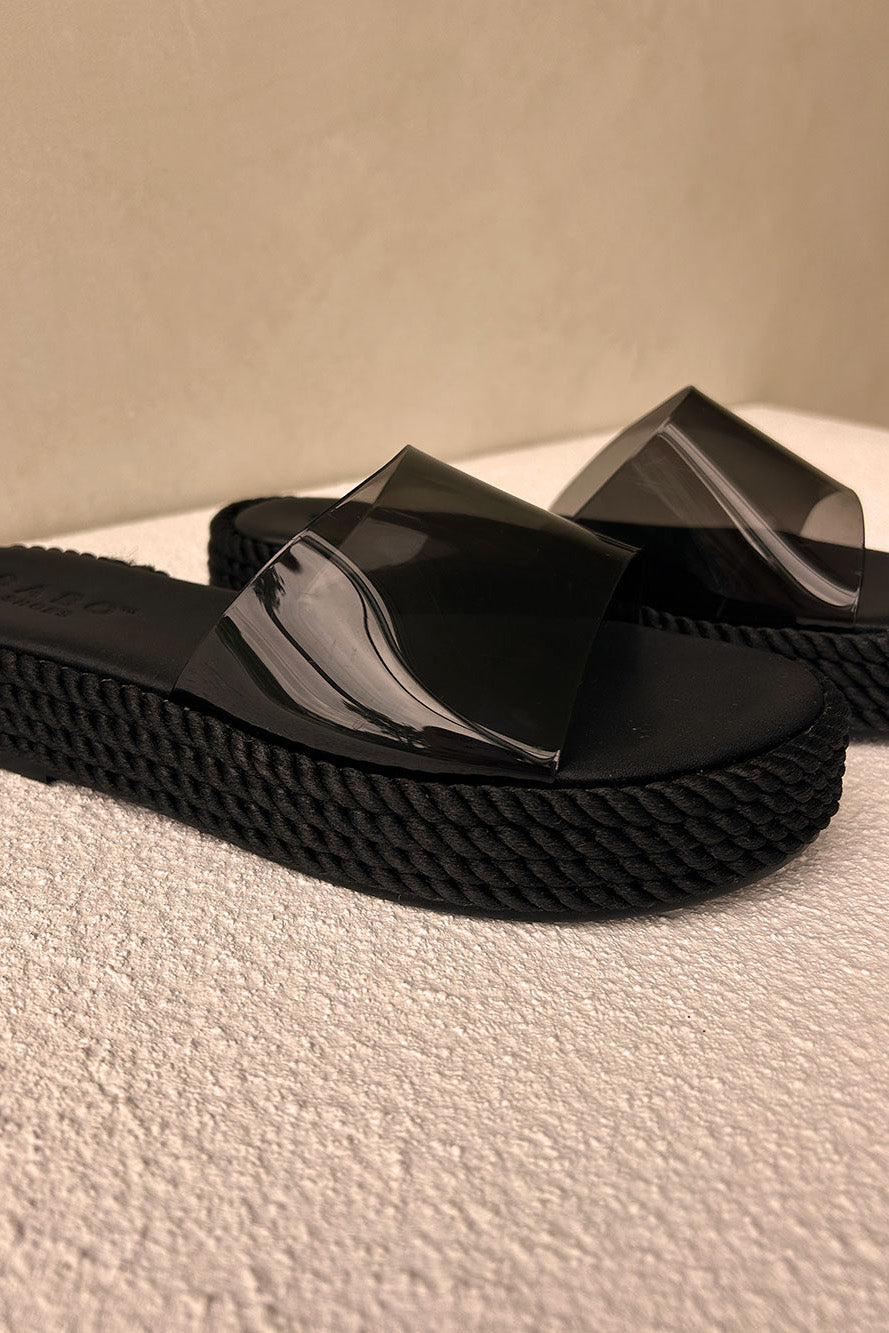 Black Transparent Open Toe Asuka Platform Sandals – SABO