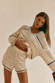 Cream Patch Crochet Knit High Waist Balia Shorts