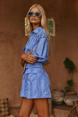 Blue Cotton Cutwork Belt Alyce Shorts