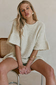 Beige Woven Knit Trisha T Shirt Top