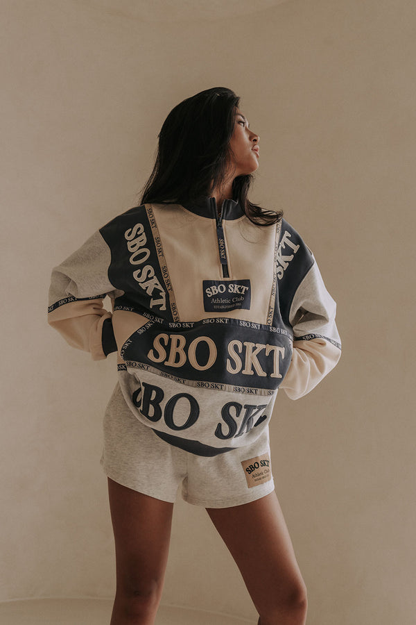 Stockholm Oversized Vintage Sweater - Fleece Blue, Cream, Grey