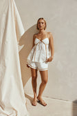 White Linen-Cotton Strappy Flouncy Jayne Top