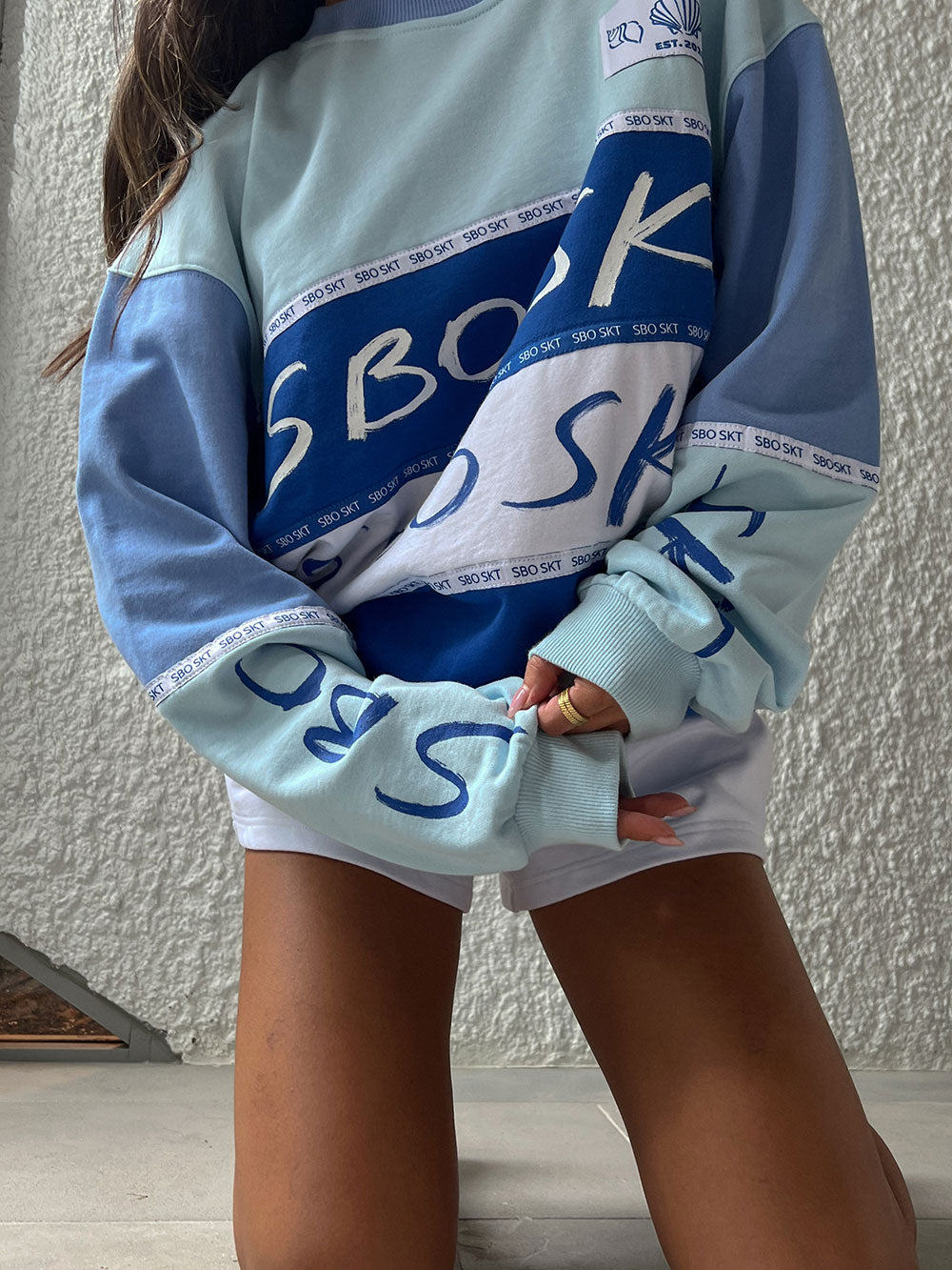 Eclipse Oversized Sweater - Blue, White