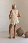 Cream Zig Zag Knit High Waist Elastic Mabel Shorts