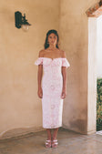 Jhene Off Shoulder Midi Dress - Pink