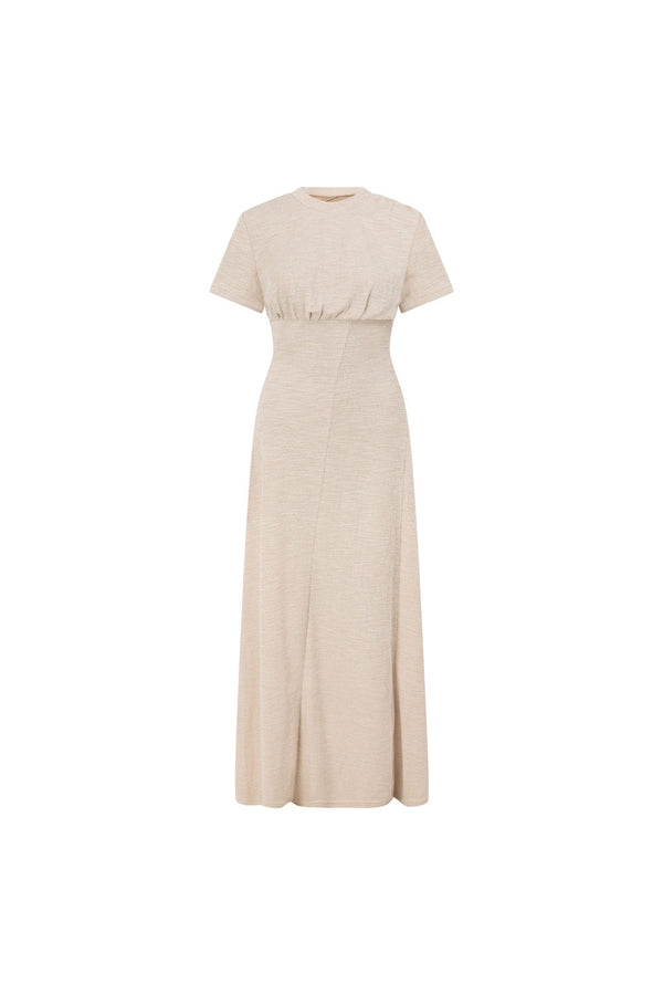 Gizelle Short Sleeve Maxi Dress - Beige