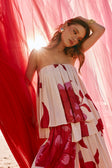 Pink Sole Rosa Print Strapless Pleated Antalya Top
