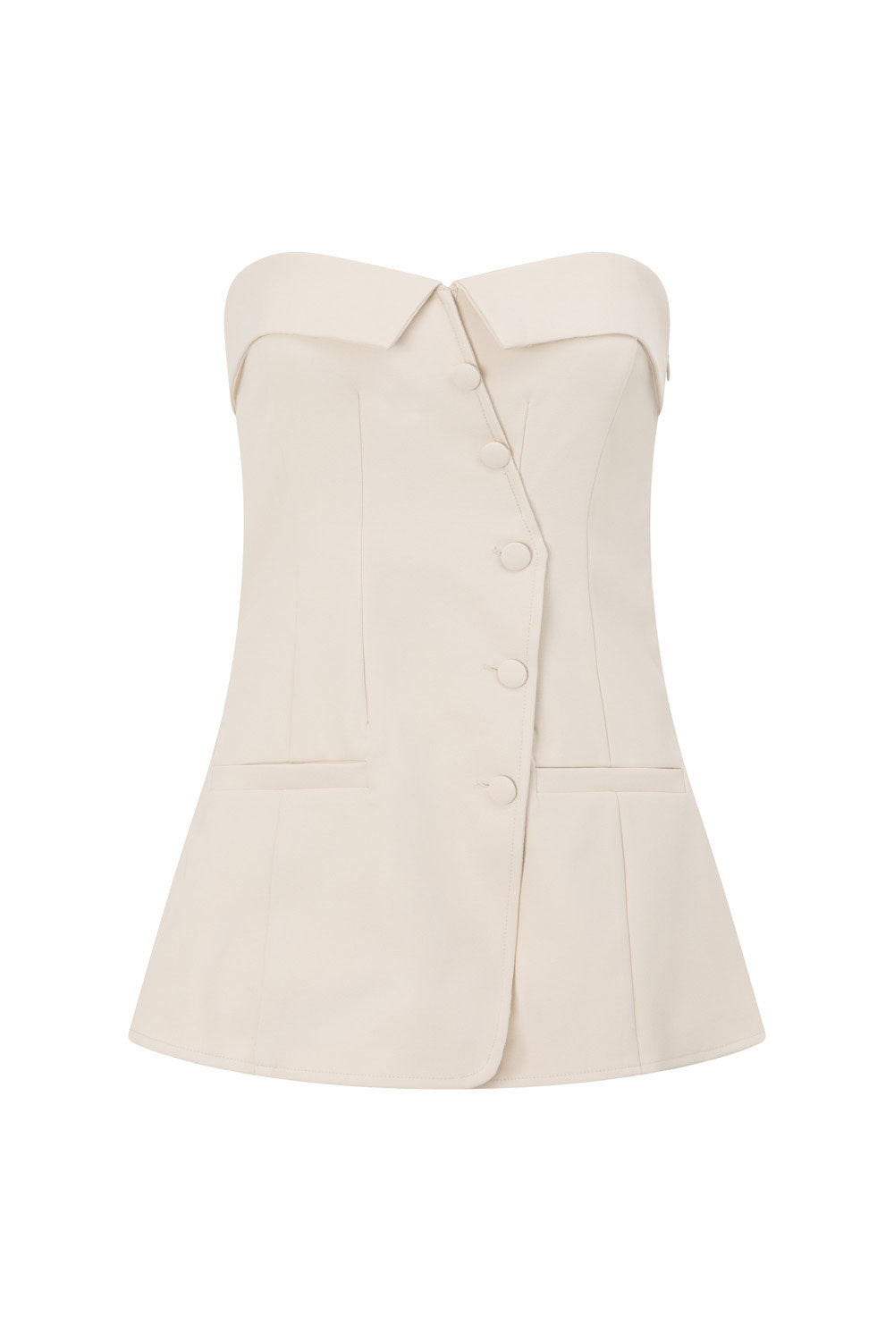 Coconut Tailored Strapless Button Up Wrap Lavara Top