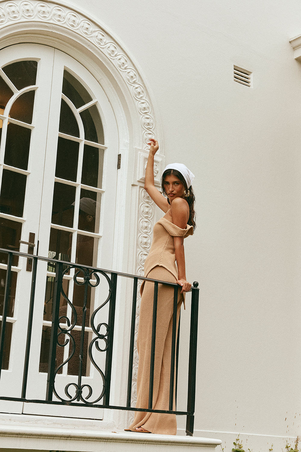 Tan Knit Off Shoulder Sienna Top