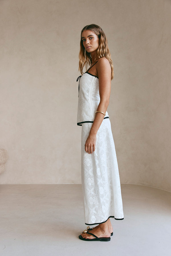 White Crochet Adjustable Strap Aluna Top