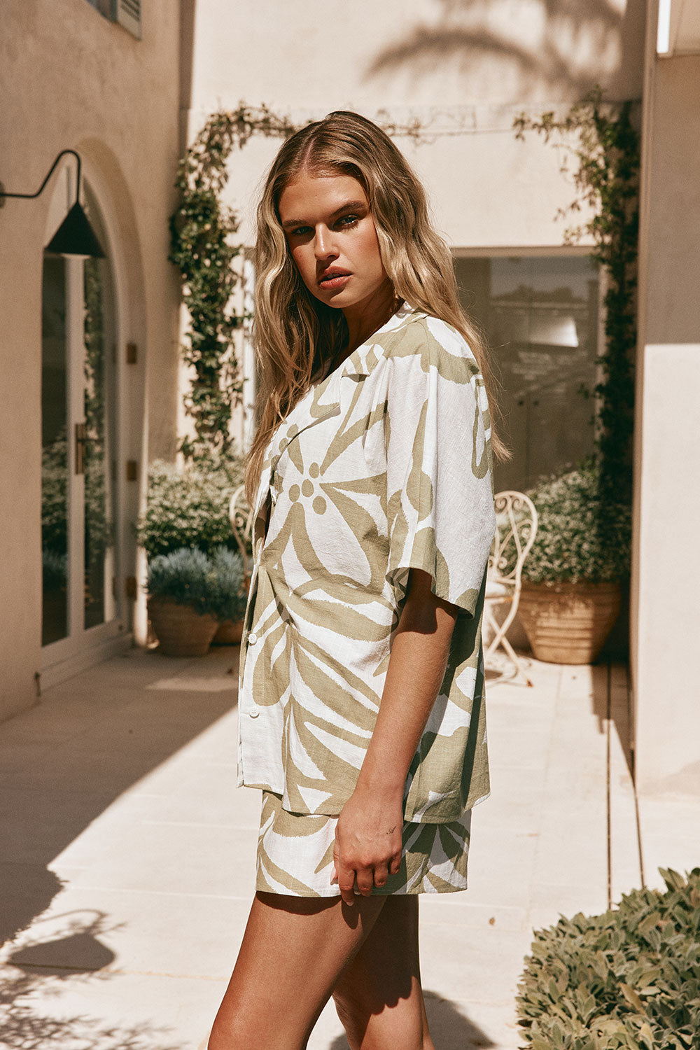 Green Paradisus Floral Print Button Up Senoa Top