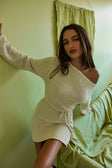 Cream Yarn Knit Long Sleeve Mini Kali Dress