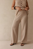 Beige Cotton Knit High Waist Lilah Pants