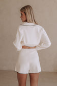 White Knit High Waist Elastic Alara Shorts