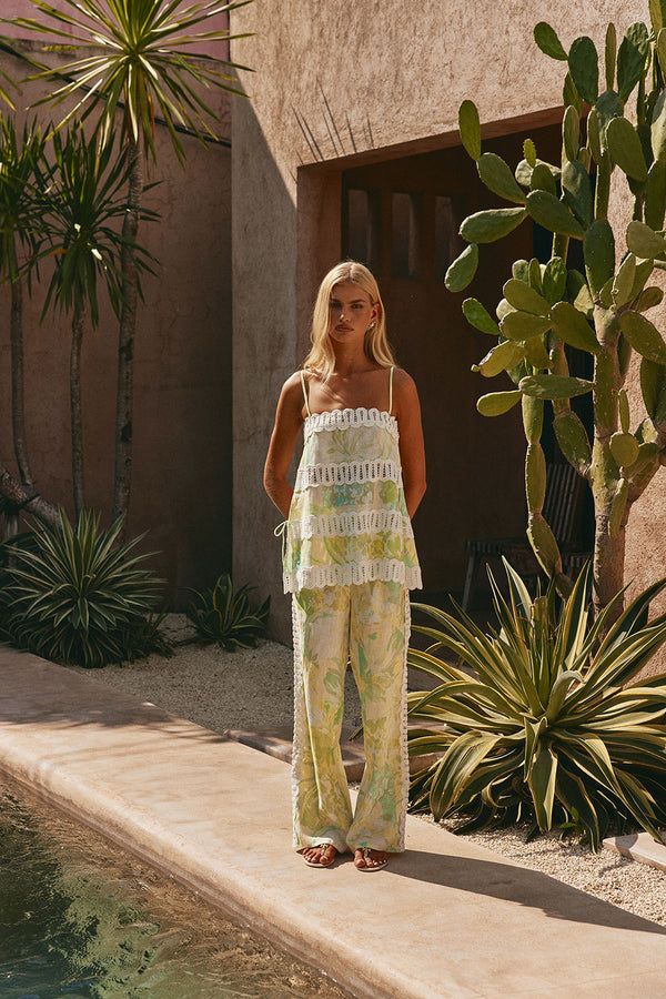 Green Fiore Festivio Print Strapless Orion Top