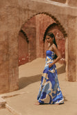 Valley Blue Print Strappy A Line Maxi Tasmin Dress