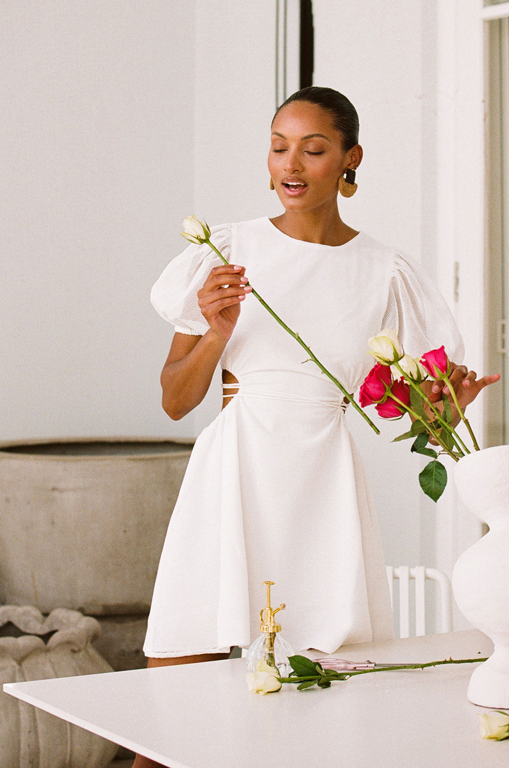 ワンピース andmary Zoey velour set dress white ANDMARY】Zoey velour set dress