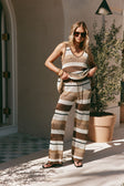 Tan Brown and Cream Stripe Knit Lana Pants