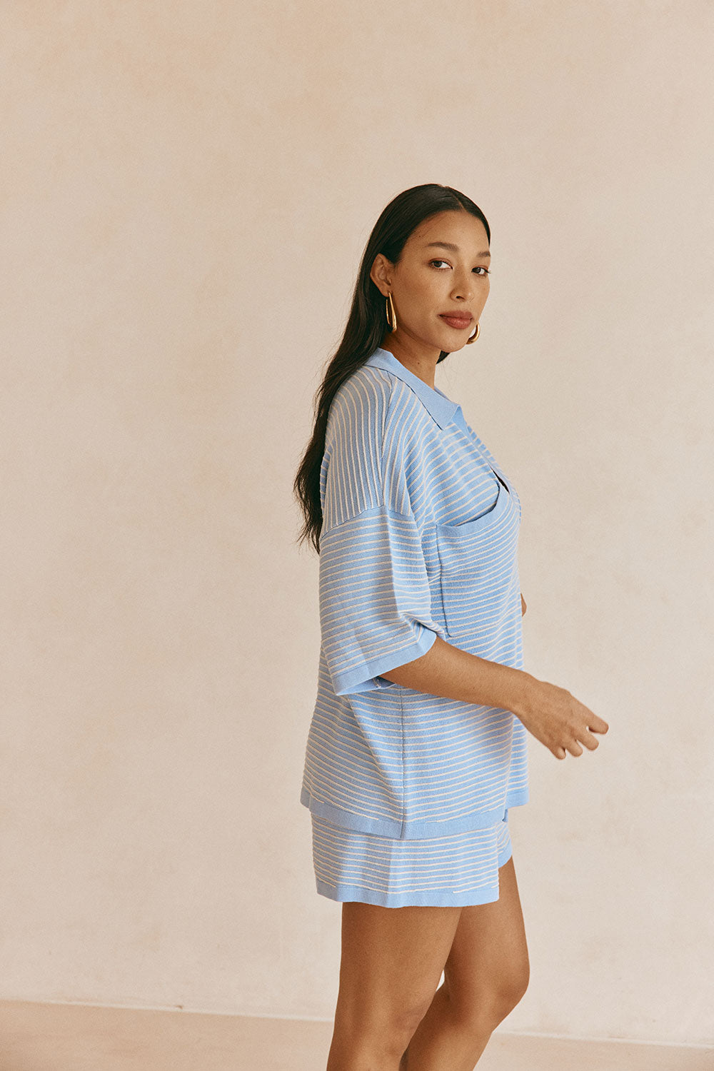 Blue Stripe V Neck Helena Top