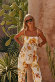 White Agalia Floral Print Strappy A Line Lorde Top