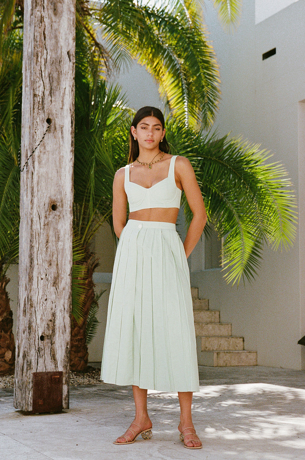 Dien Wrap Midi Skirt - Green