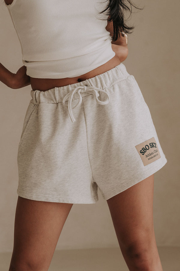 Grey High Waist Elastic Drawstring Vienna Shorts