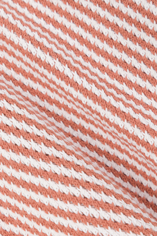 White and Coral Orange Stripe Wrap Billy Top