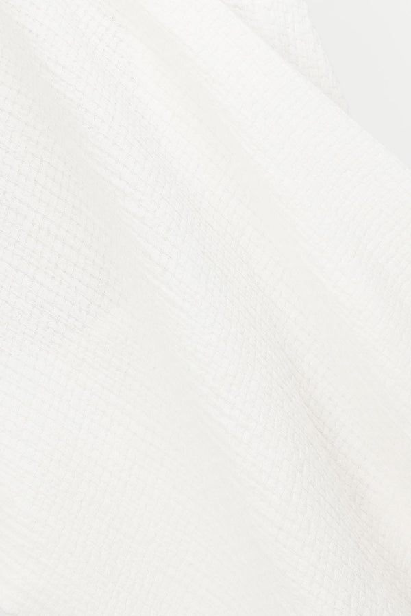 White Plunge V Neck Button Zoriah Top