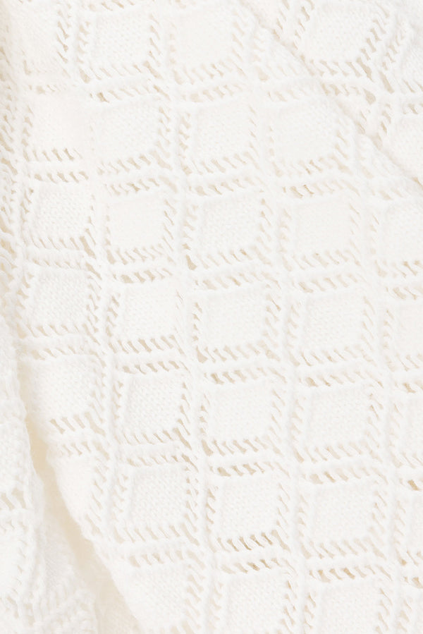 White Knit High Waist Drawstring Aya Pants