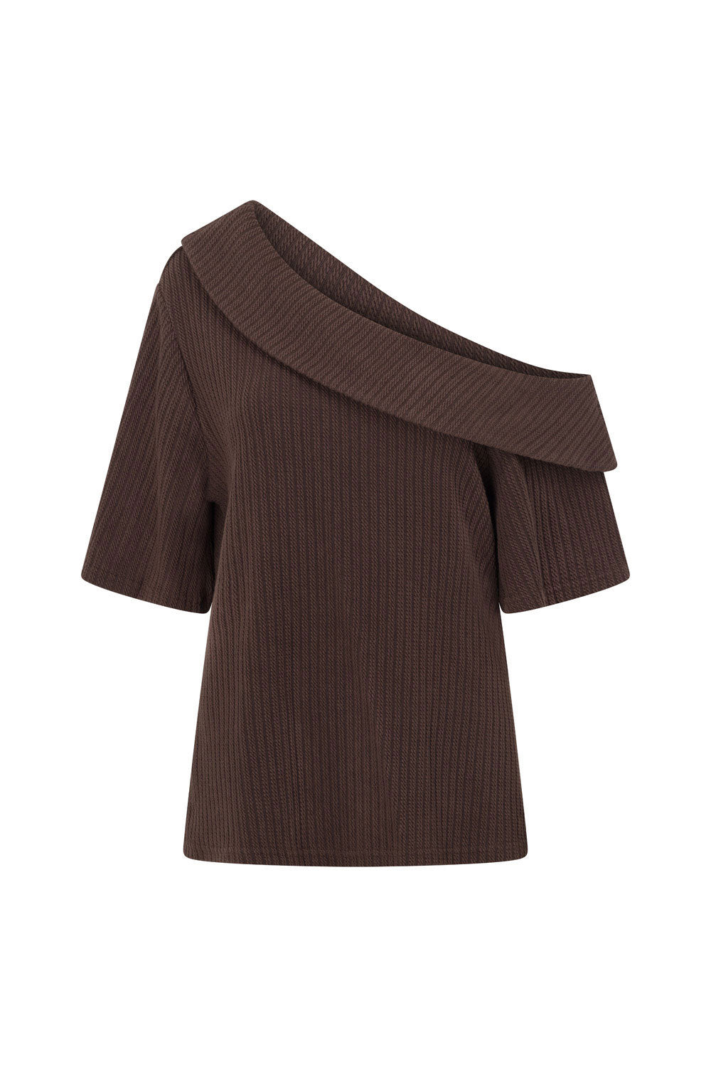 Chocolate Brown Off Shoulder Short Sleeve Tarika Top