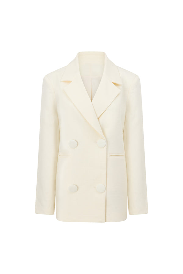 White Structured Boxy Tahlia Blazer Jacket