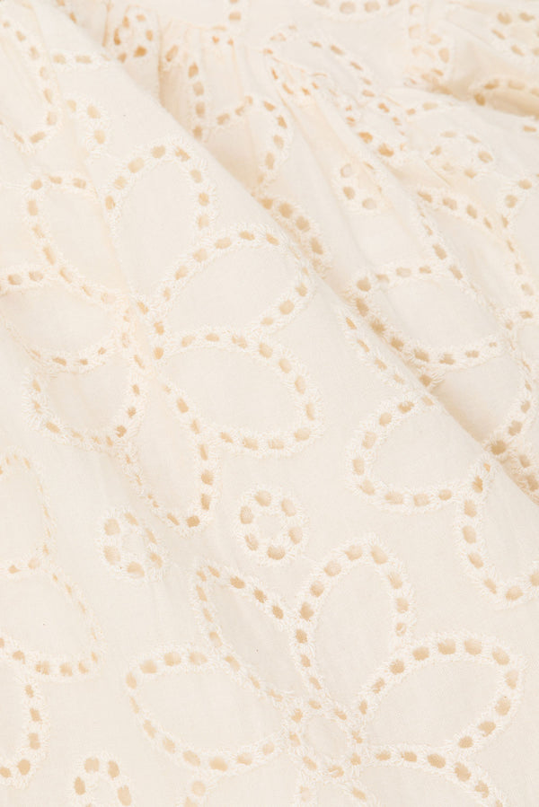 White Broderie Strapless Flouncy Mini Aura Dress