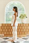 White Coastal Shell Print Strapless Bahari Top
