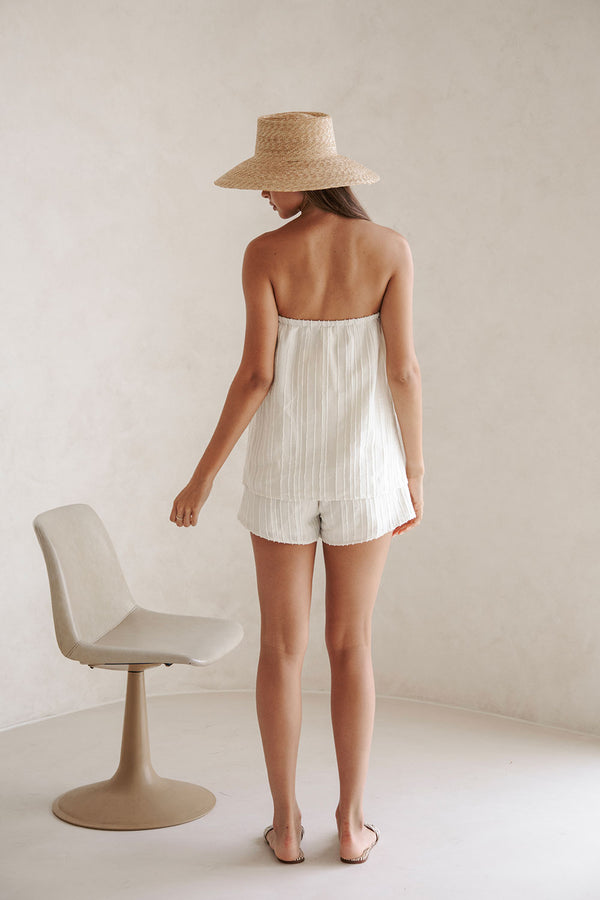 Cream Textured Stripe Strapless Sophie Playsuit