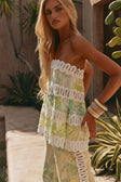 Green Fiore Festivio Print Strapless Orion Top