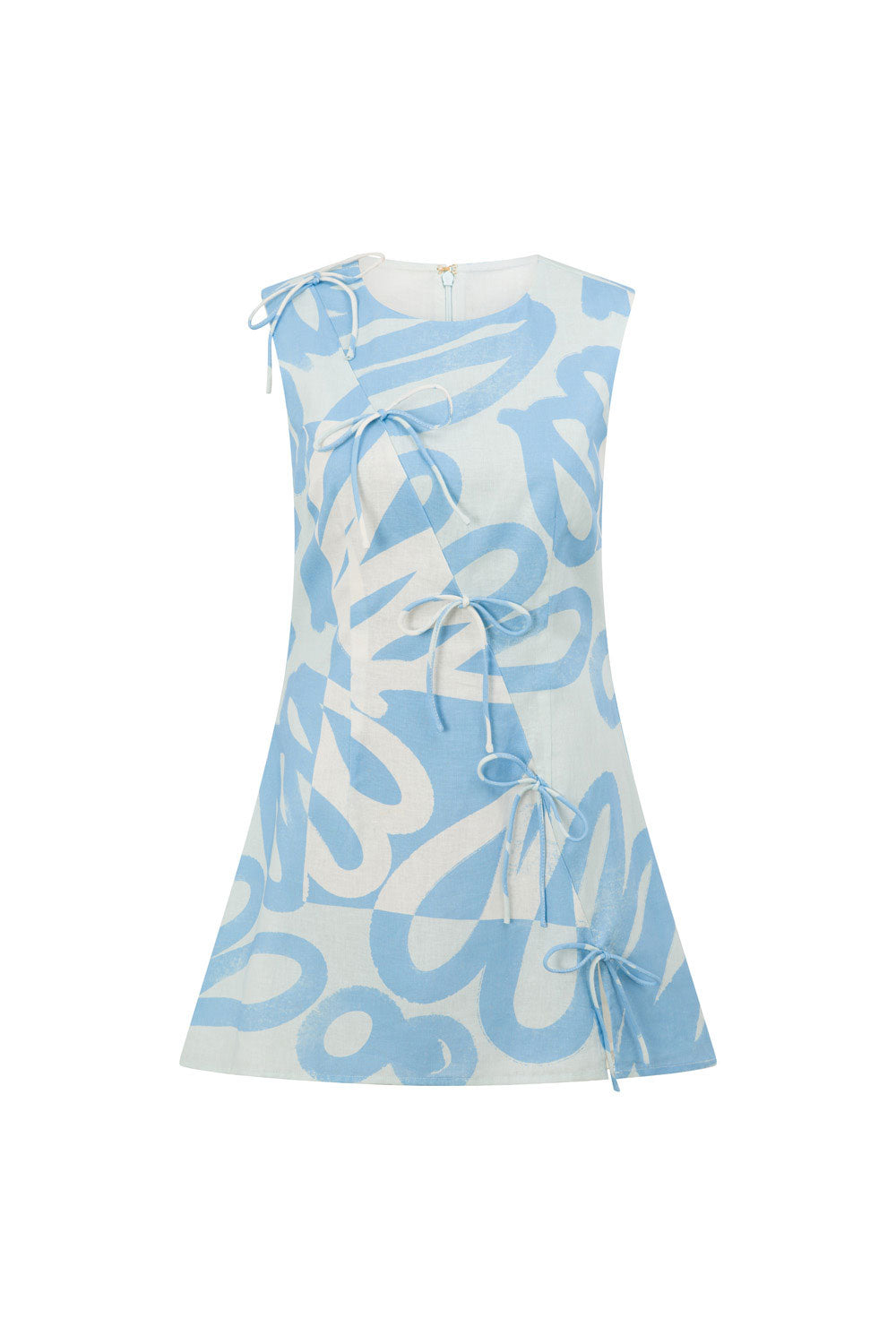Blue Oceana Curve Bow Mini Natsuki Dress