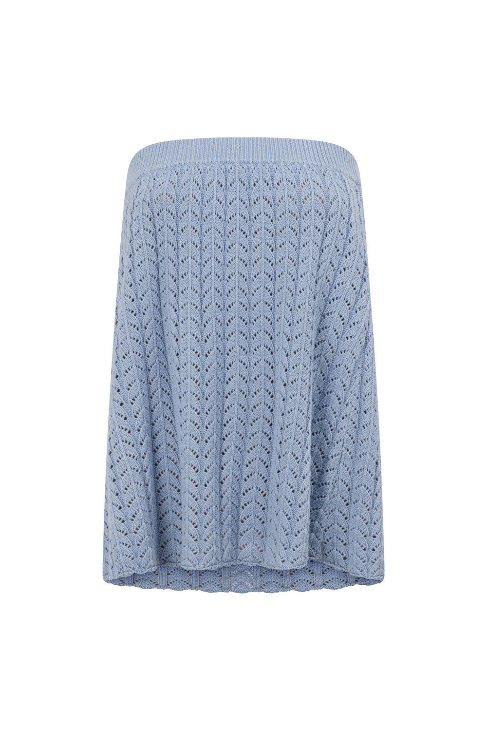 Blue Pointelle Knit Strapless Athena Top