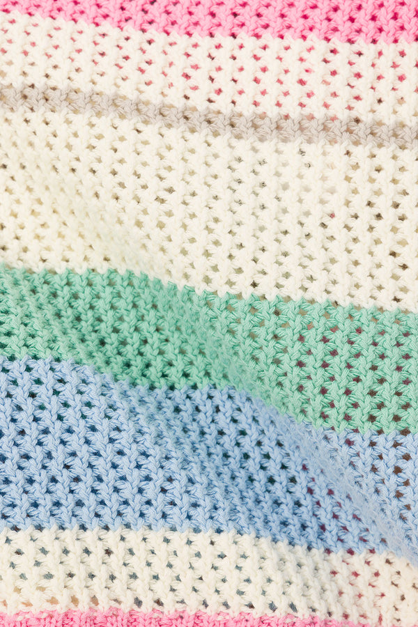 Pastel Stripe Crochet Knit Strapless Damaris Top