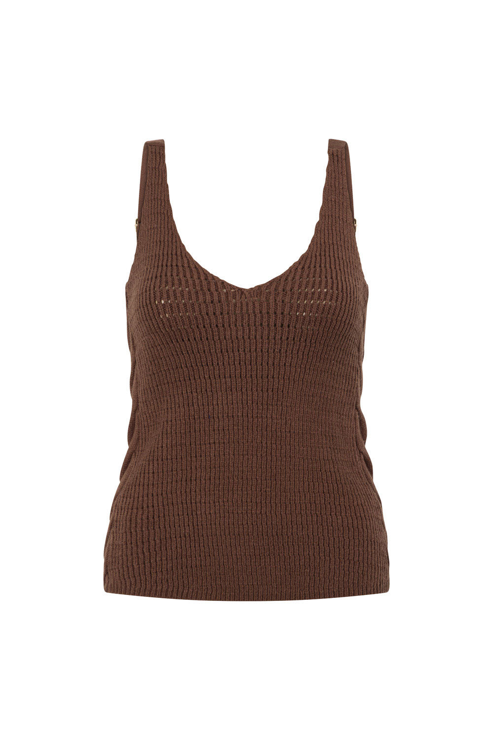 Chocolate Brown Knit V Neck Ellarose Tank Top