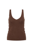 Chocolate Brown Knit V Neck Ellarose Tank Top