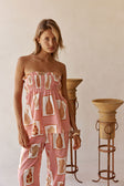 Pink Florero Print Strapless Lucia Top