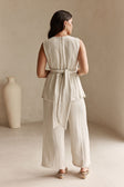 Beige Cut Out Tie Maia Jumpsuit